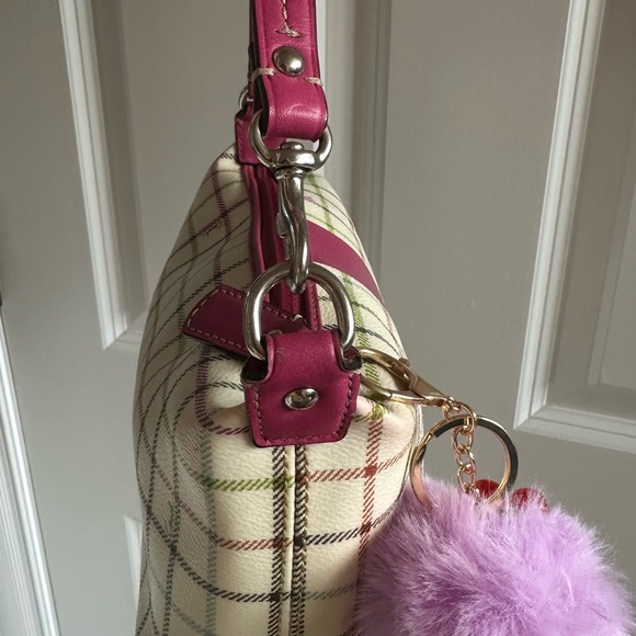 Coach Pink and Cream Plaid Shoulder Bag - Picture 6 of 10